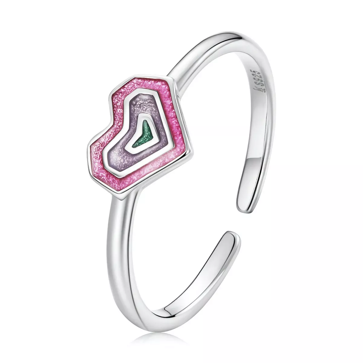 Pandora Style Colorful Hearts Open Ring - SCR775