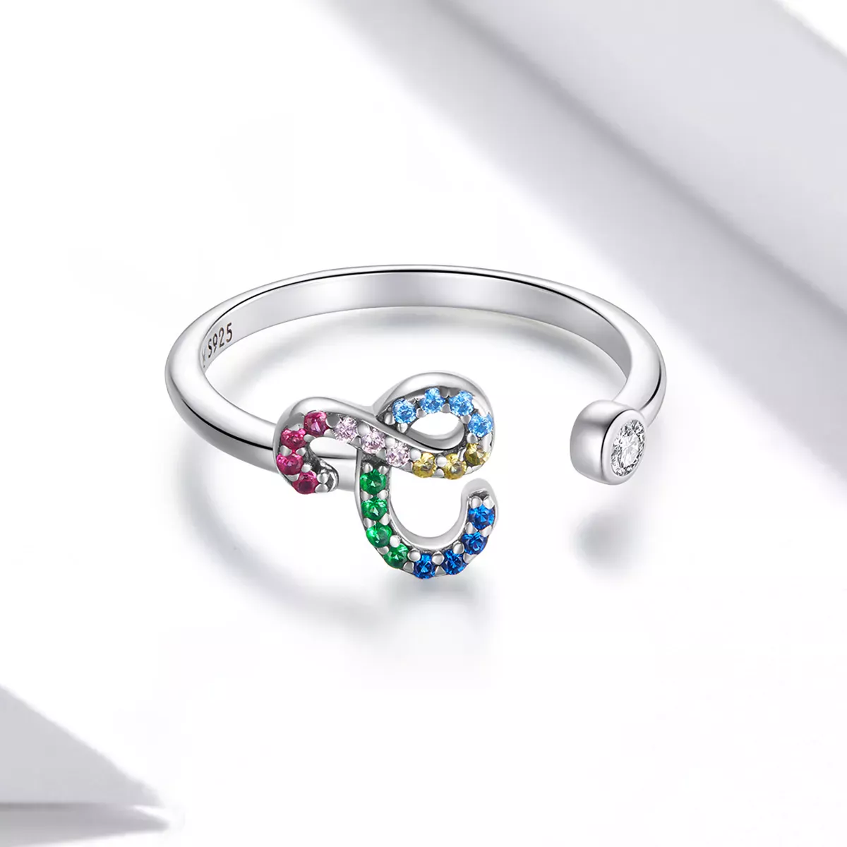 Pandora Style Colorful Letter-C Open Ring - SCR723-C