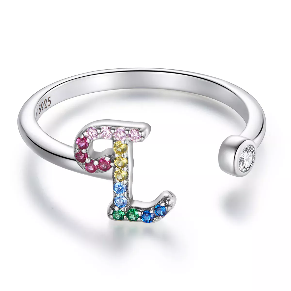 Pandora Style Colorful Letter-L Open Ring - SCR723-L