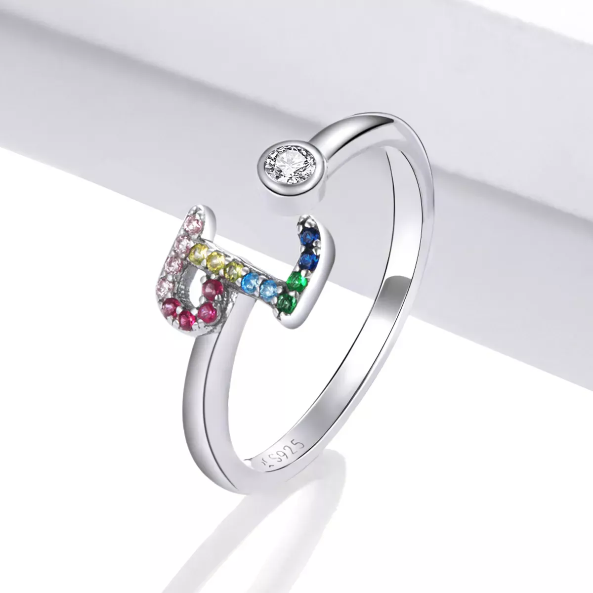 Pandora Style Colorful Letter-L Open Ring - SCR723-L