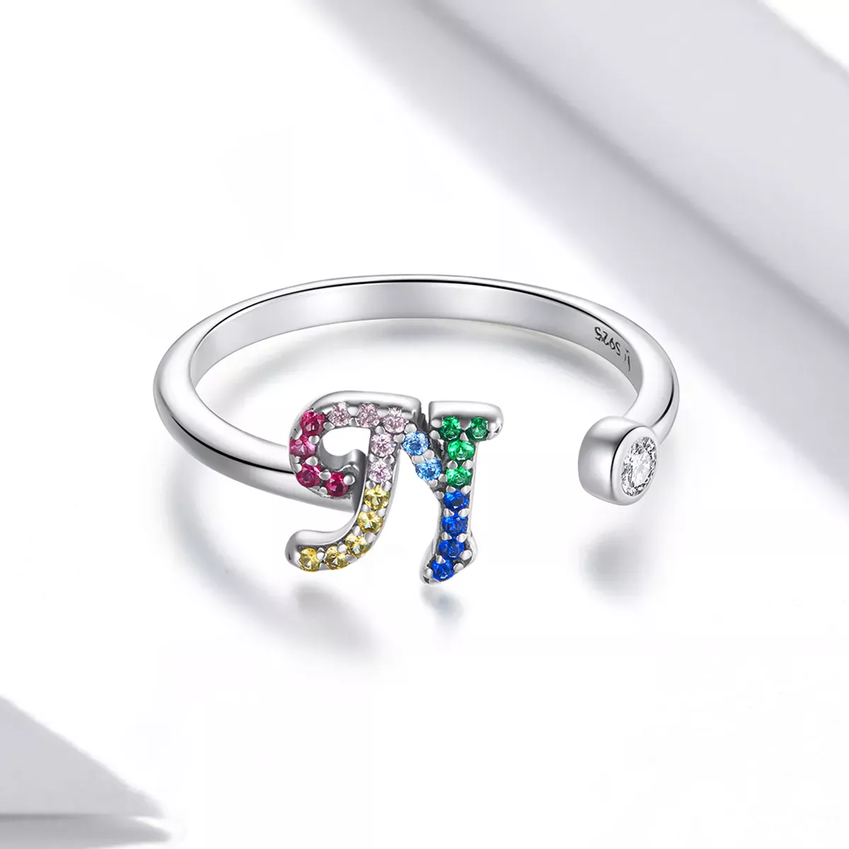 Pandora Style Colorful Letter-N Open Ring - SCR723-N