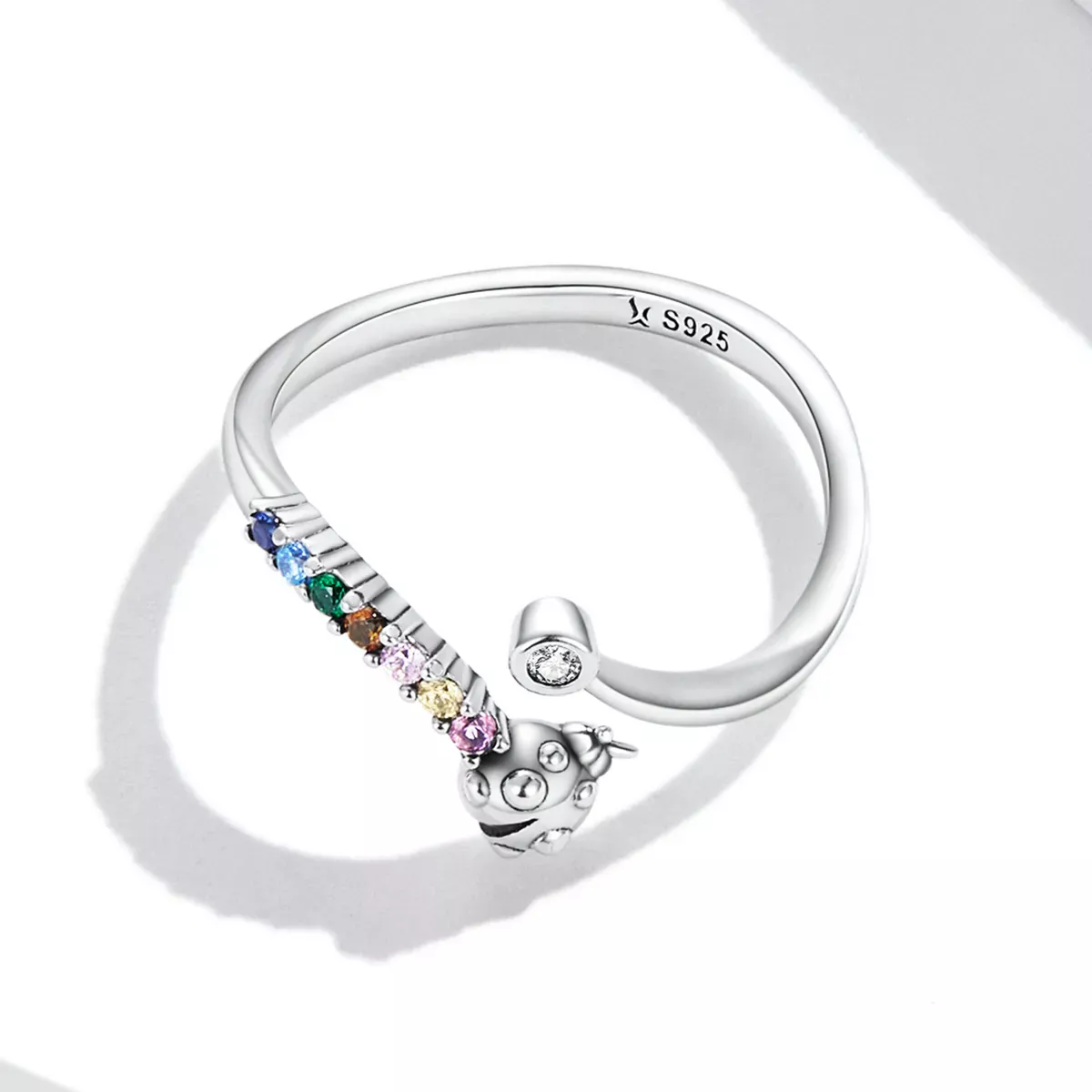 Pandora Style Colorful Zirconium Ladybug Open Ring - SCR785