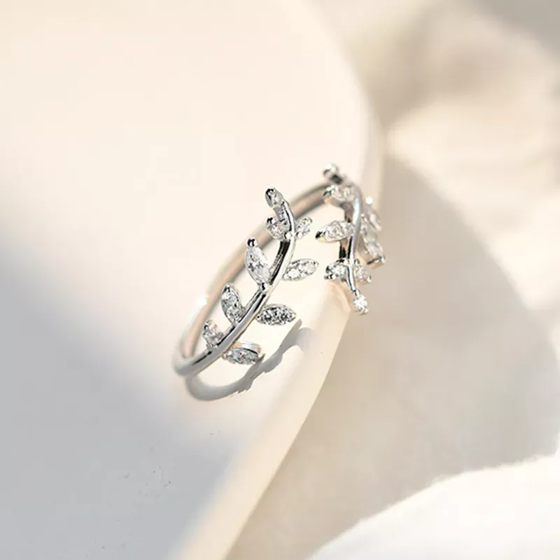 Pandora Style Delicate Leaves Open Ring - BSR241-A