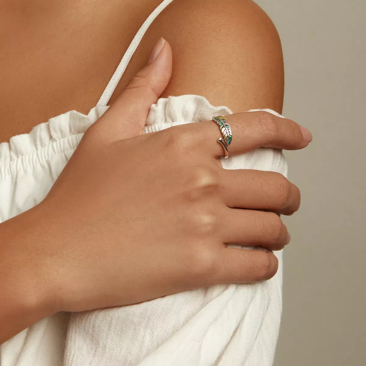 Pandora Style Feather Open Ring - SCR799