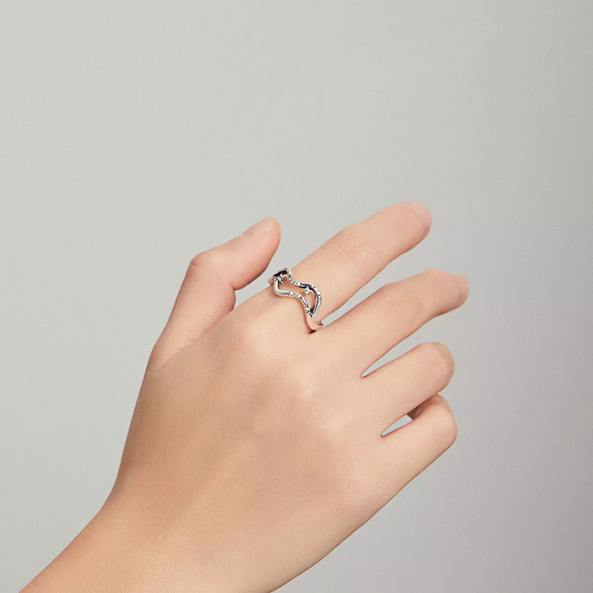Pandora Style Galaxy Stars Open Ring - SCR710