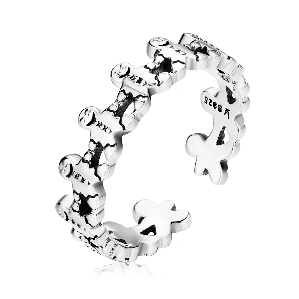 Pandora Style Gingerbread Man Open Ring - SCR762 Pandora Style Gingerbread Man Open Ring - SCR762
