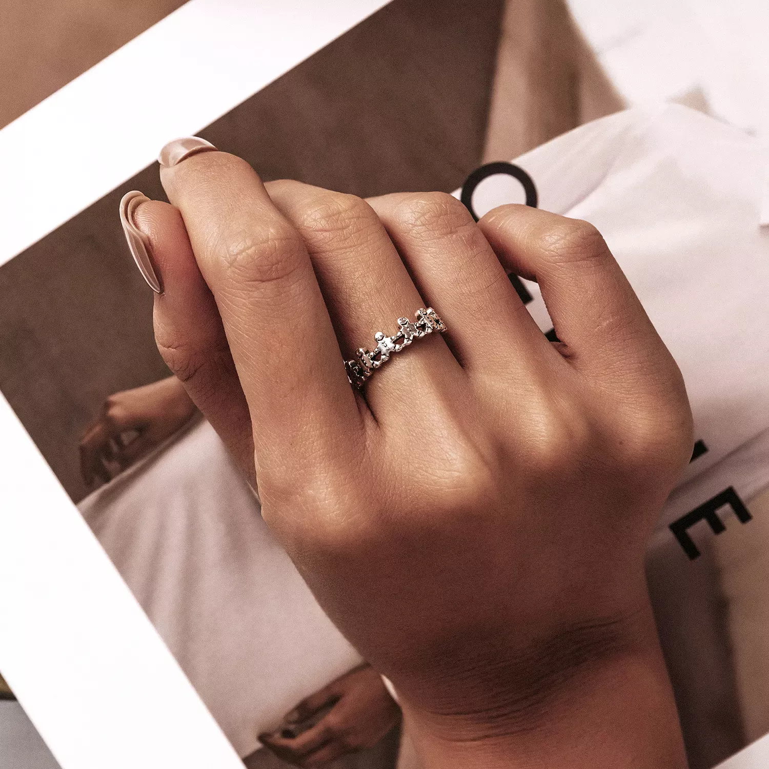 Pandora Style Gingerbread Man Open Ring - SCR762