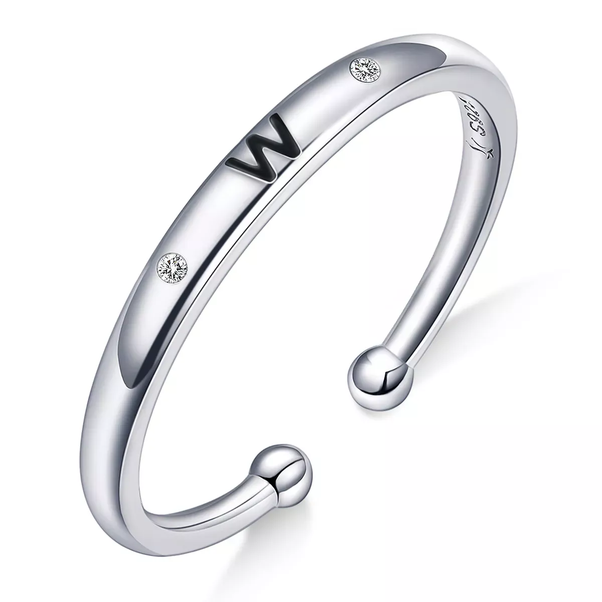 Pandora Style Letter-W Open Ring - SCR544-W Pandora Style Letter-W Open Ring - SCR544-W