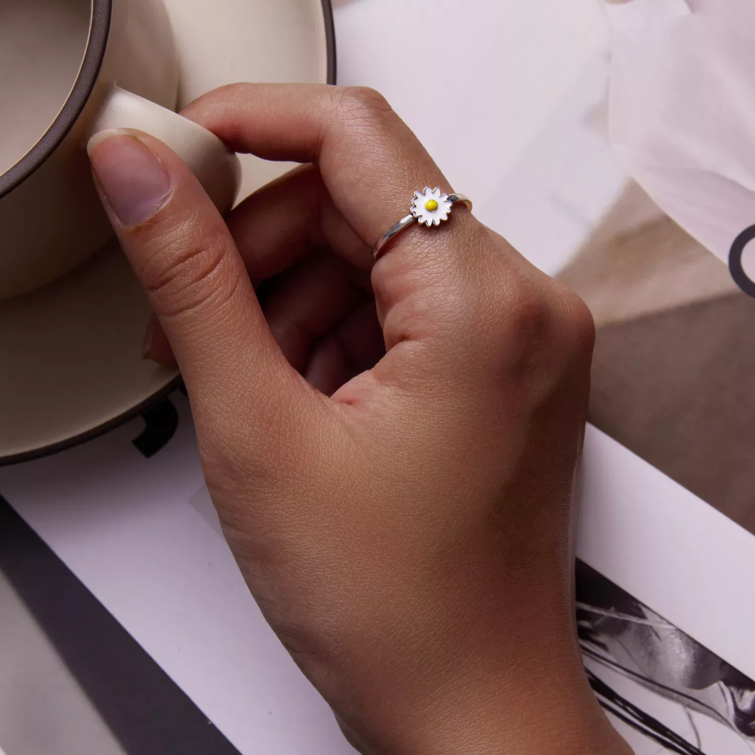 Pandora Style Little Daisy Open Ring - SCR811
