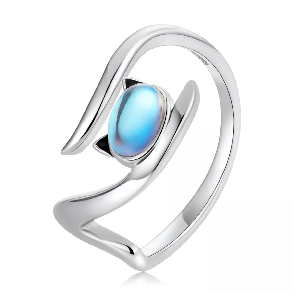 Pandora Style Moonstone Cat Open Ring - SCR783 Pandora Style Moonstone Cat Open Ring - SCR783