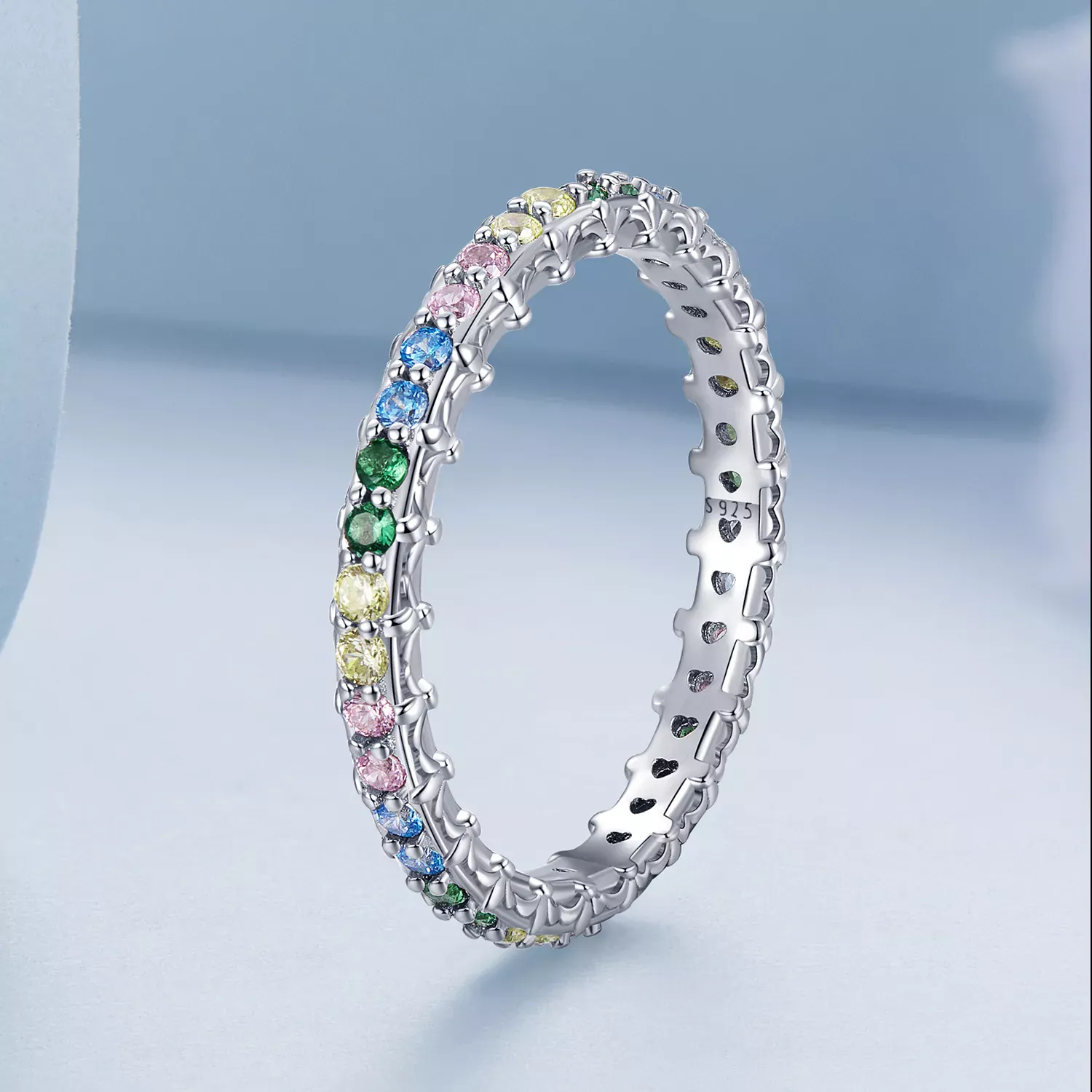 Pandora Style Pattern Color Zirconium Ring - BSR277-CF