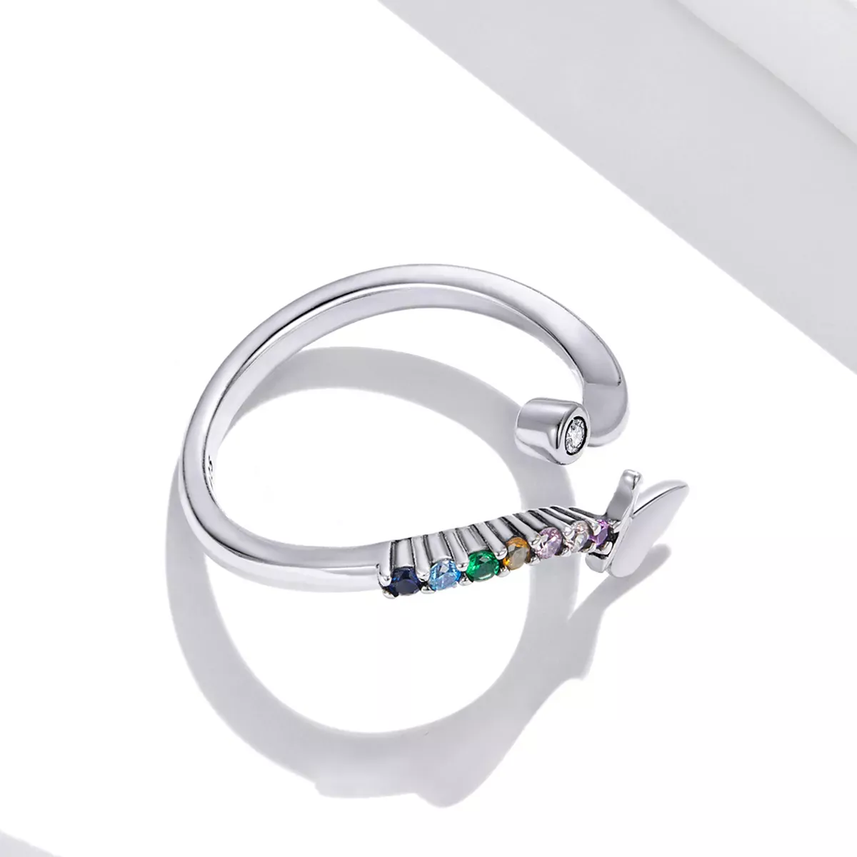 Pandora Style Rainbow Butterfly Open Ring - SCR730