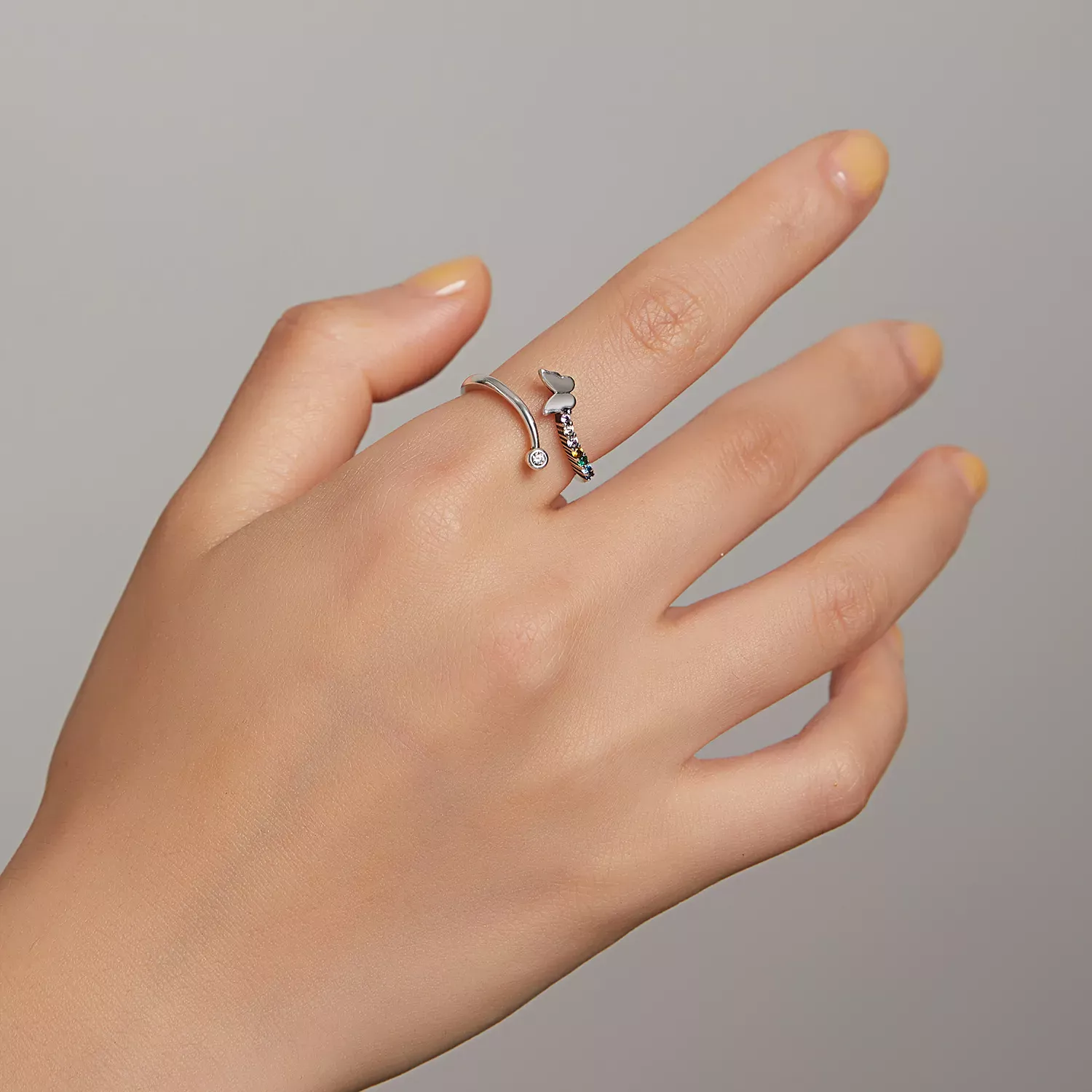 Pandora Style Rainbow Butterfly Open Ring - SCR730