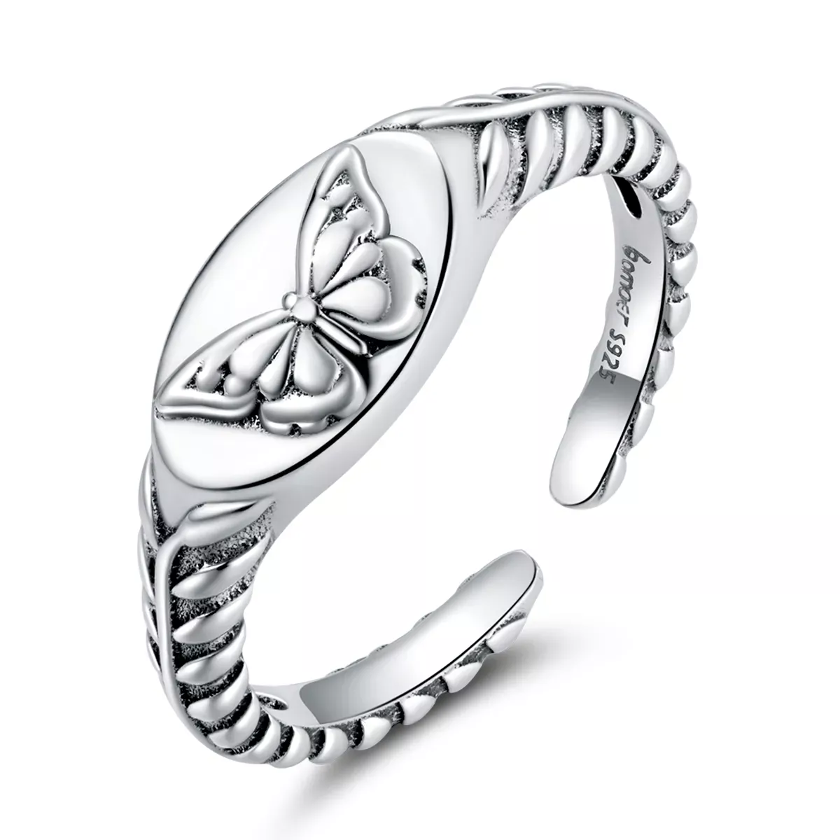 Pandora Style Retro Butterfly Open Ring - BSR200