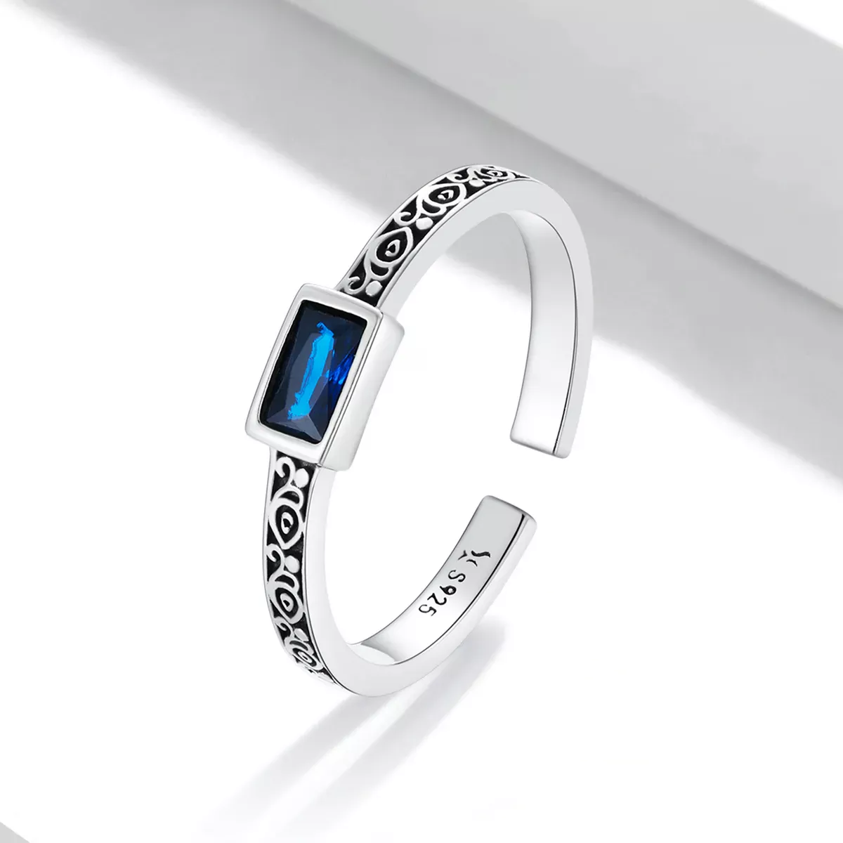 Pandora Style Retro Pattern - Zirconium Open Ring - SCR768