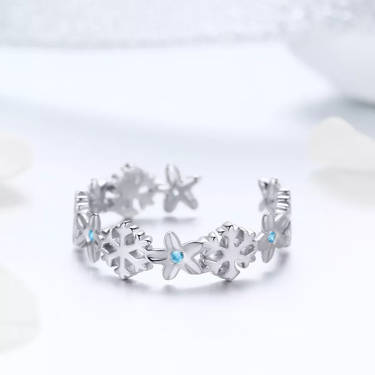 Pandora Style Snow Flower Open Ring - BSR015