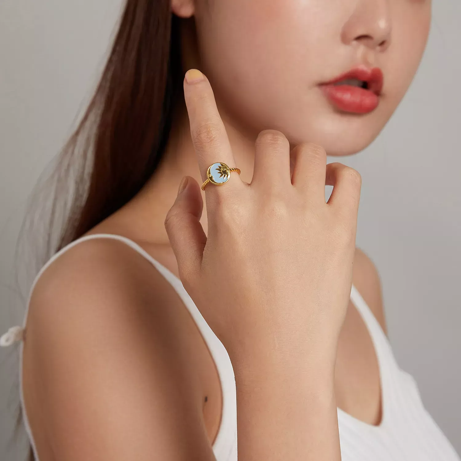Pandora Style Sun and Moon Shine Together Open Ring - SCR732