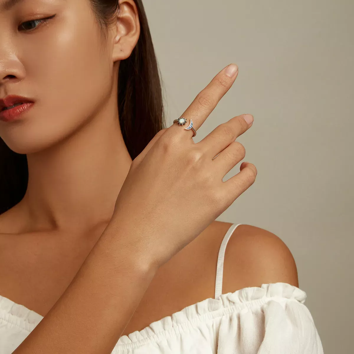 Pandora Style Sun, Moon, Stars Open Ring - SCR796