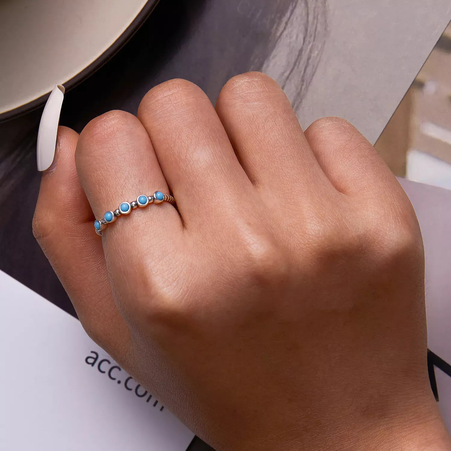 Pandora Style Turquoise Twist Open Ring - SCR823