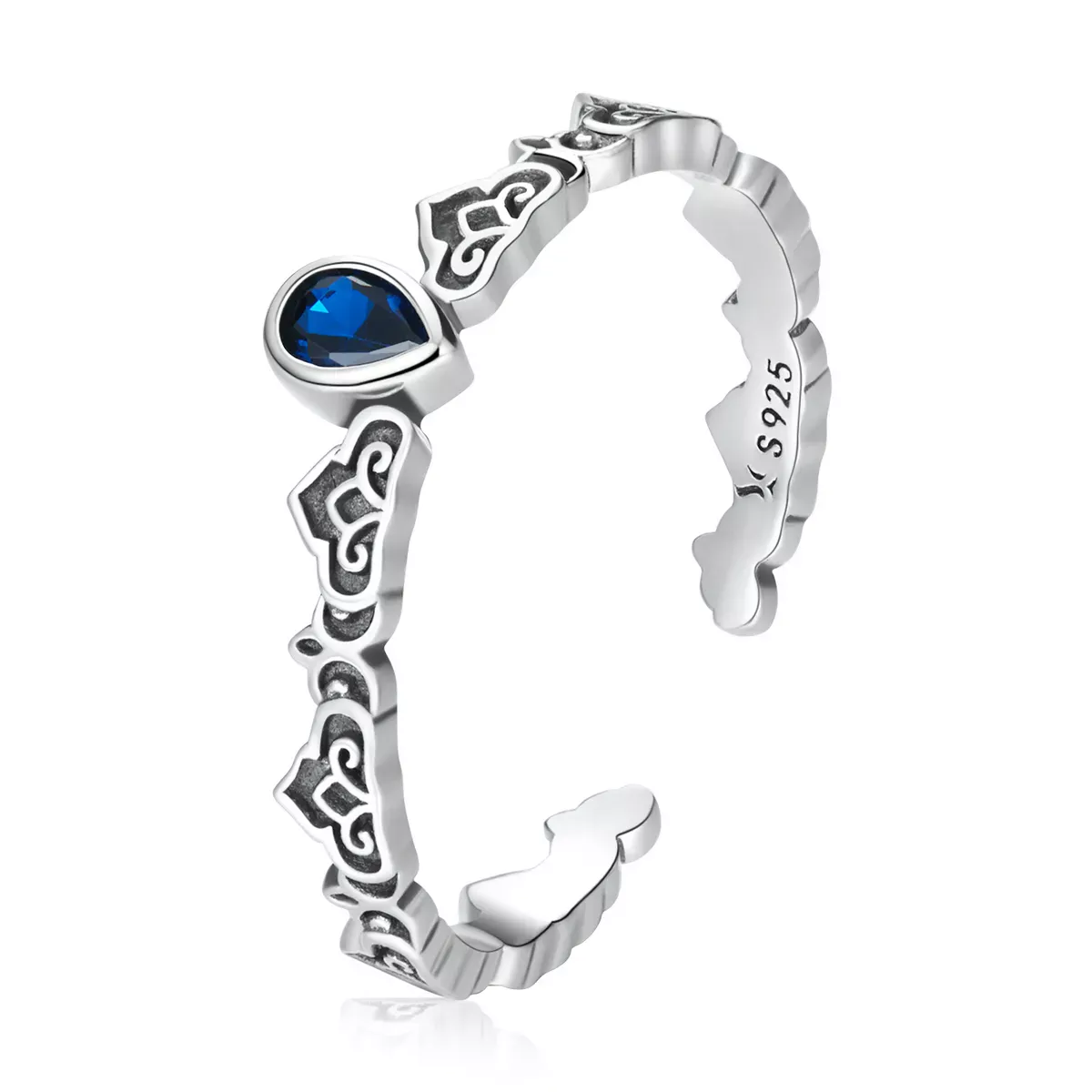 Pandora Style Vintage Pattern - Water Drops Open Ring - SCR767