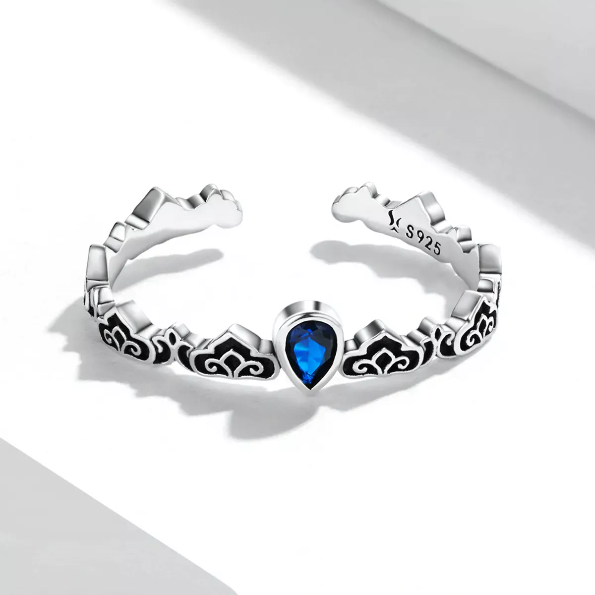 Pandora Style Vintage Pattern - Water Drops Open Ring - SCR767
