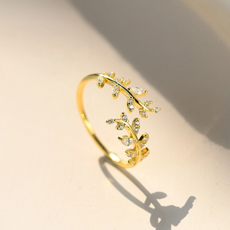 (imagem para) Pandora Style Delicate Leaves Open Ring - BSR241-B - Visualizar 4