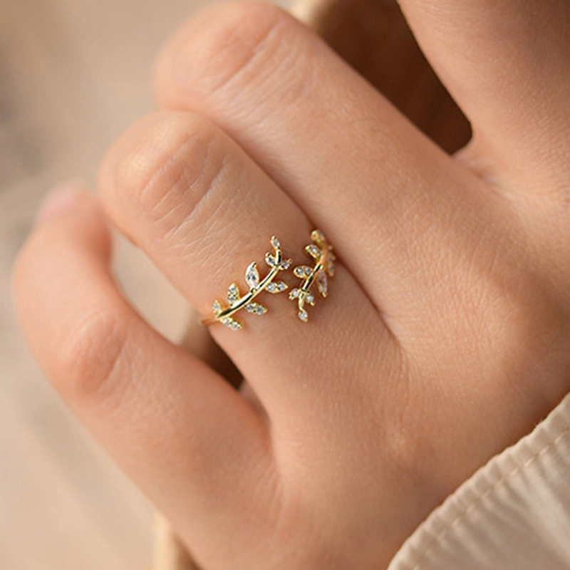 (imagem para) Pandora Style Delicate Leaves Open Ring - BSR241-B - Visualizar 6
