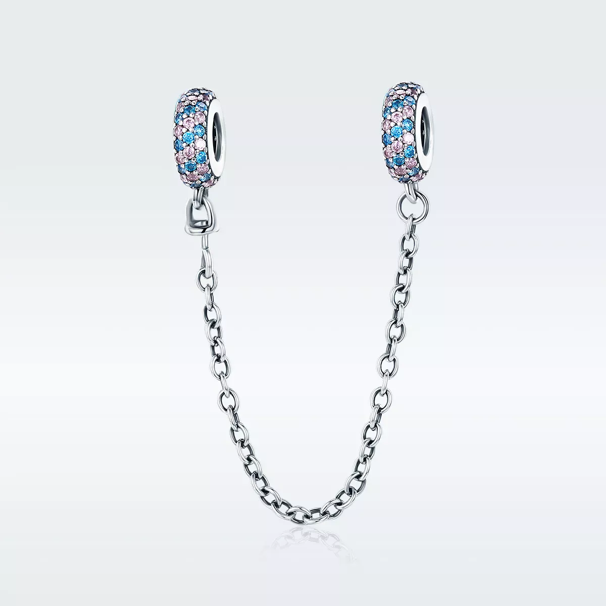 Pandora Style Pink Blue Miracle Safety Chain - SCC379