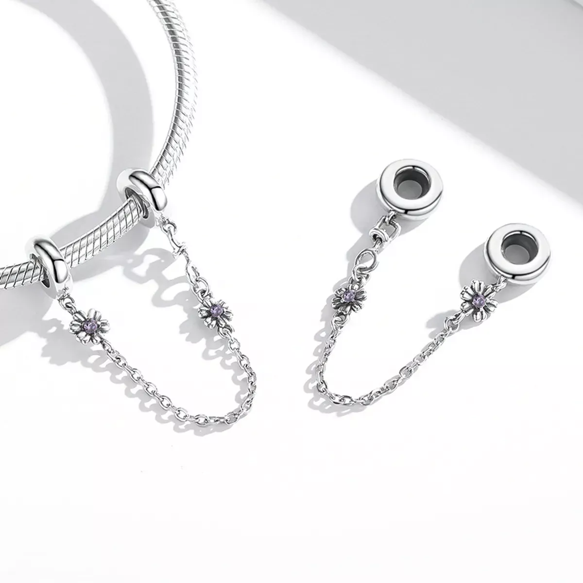 Pandora Style Retro Flowers Safety Chain - SCC2100