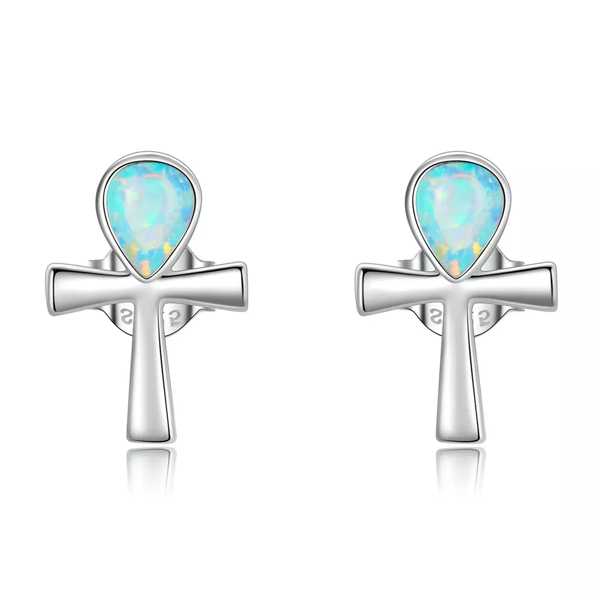 Pandora Style Anka Cross Stud Earrings - BSE556