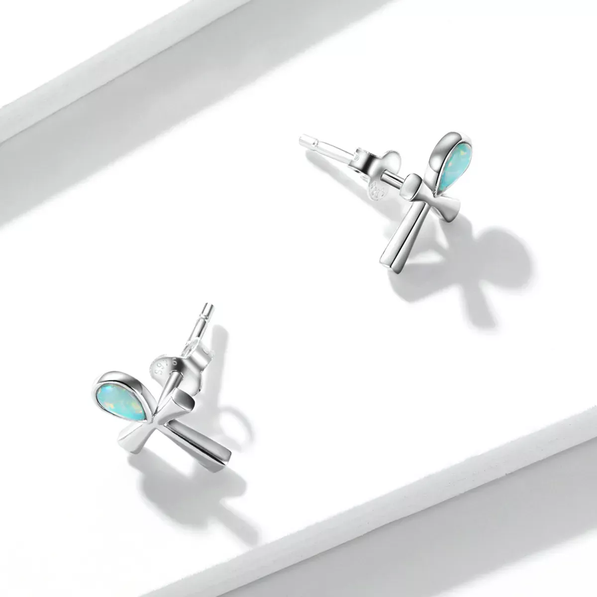 Pandora Style Anka Cross Stud Earrings - BSE556