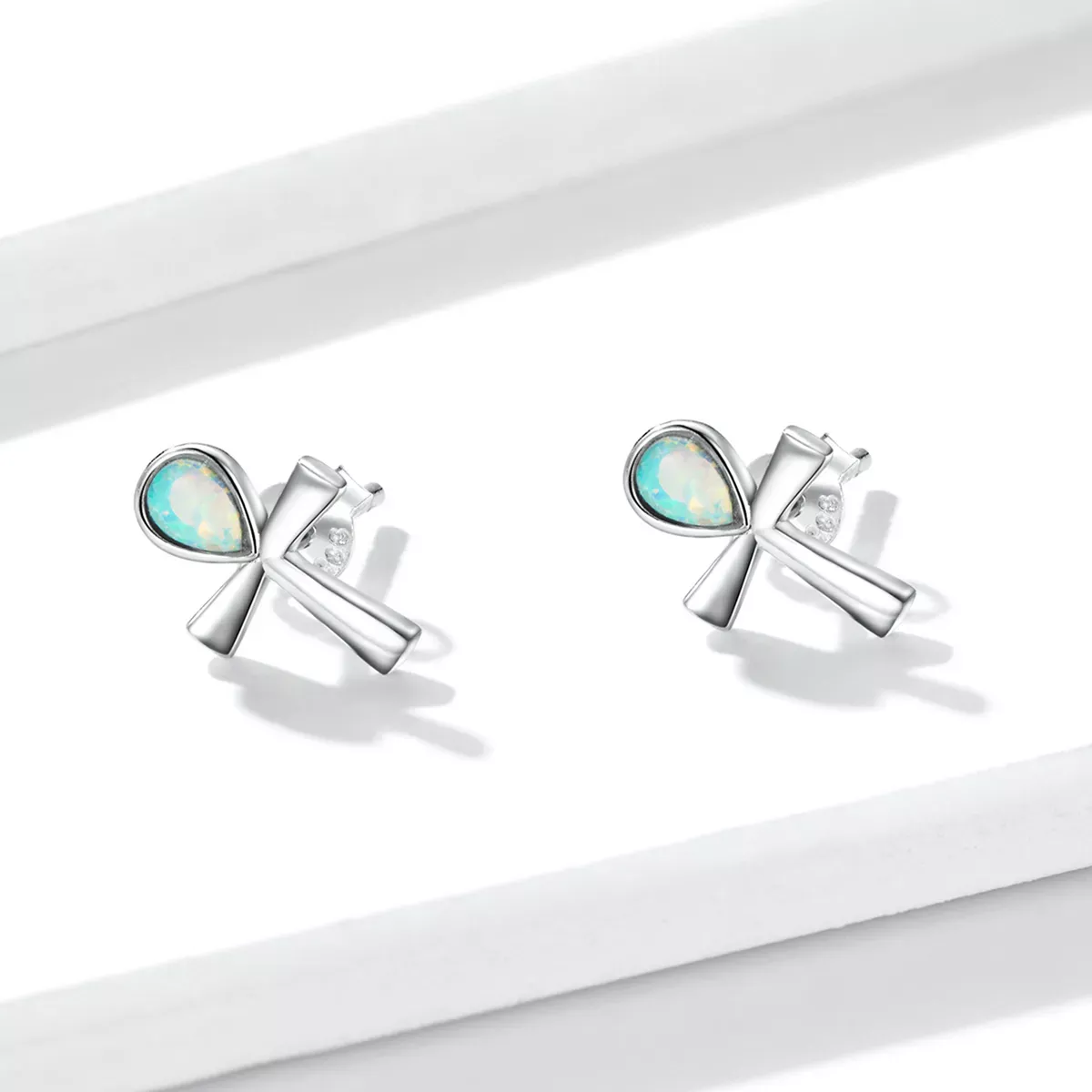 Pandora Style Anka Cross Stud Earrings - BSE556