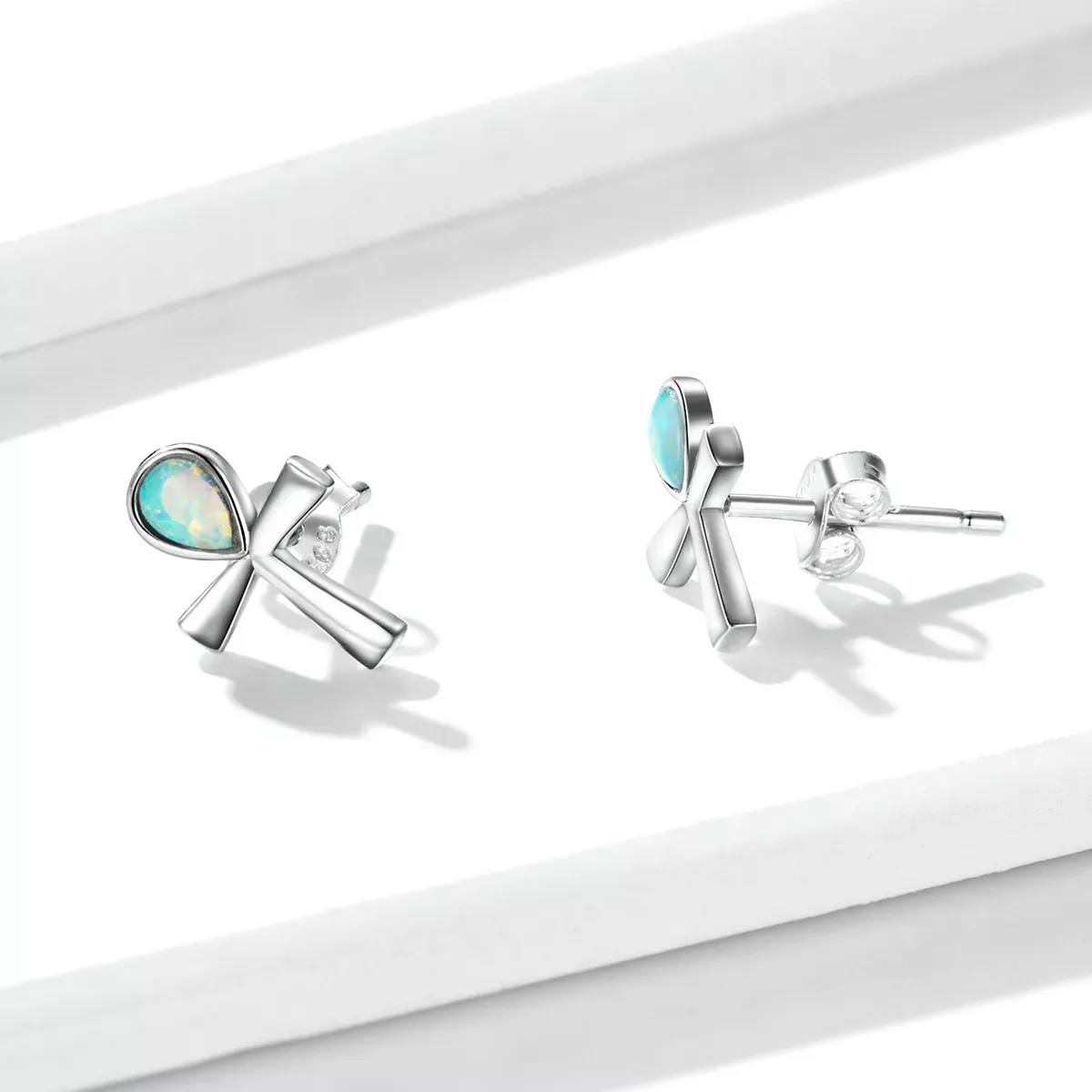 Pandora Style Anka Cross Stud Earrings - BSE556