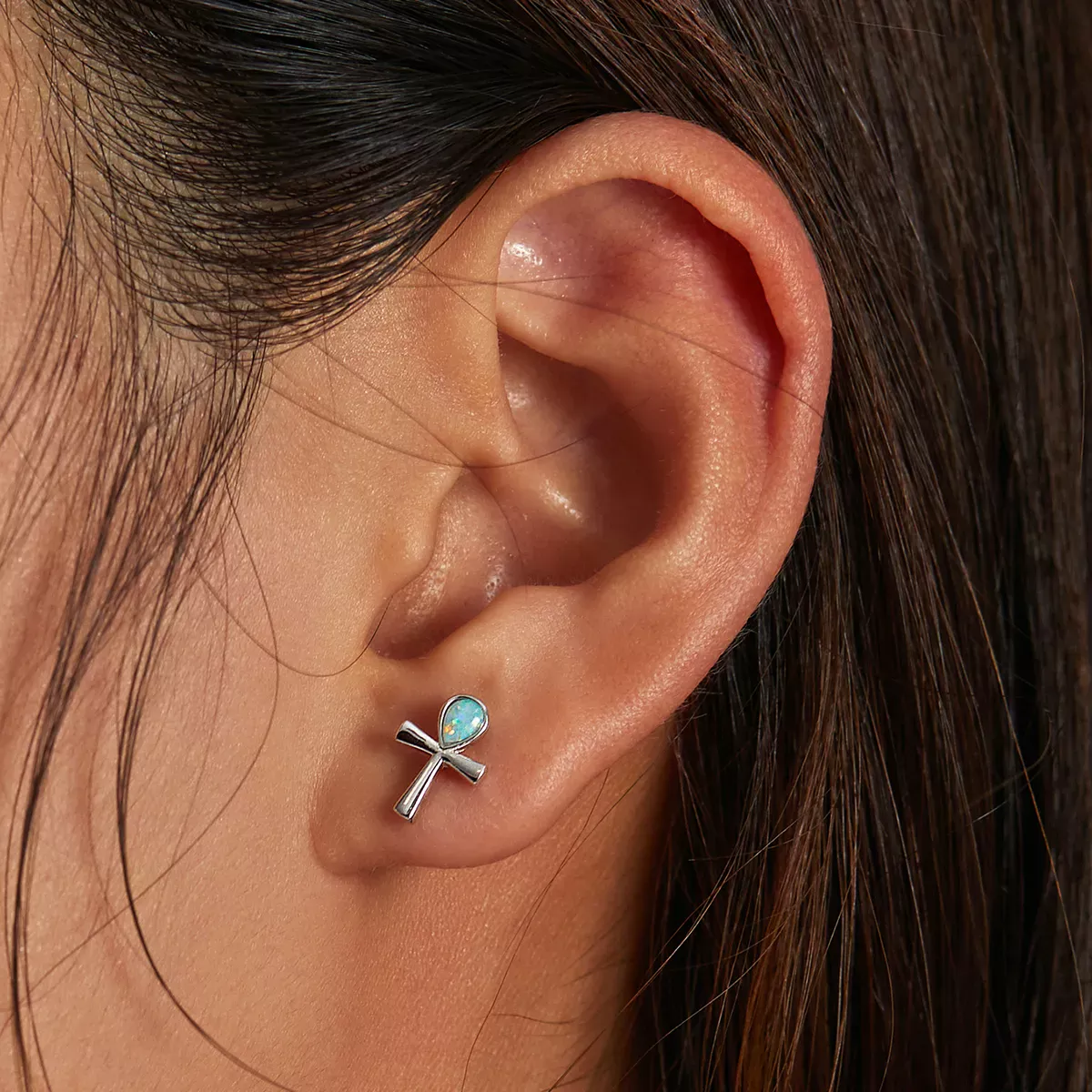 Pandora Style Anka Cross Stud Earrings - BSE556