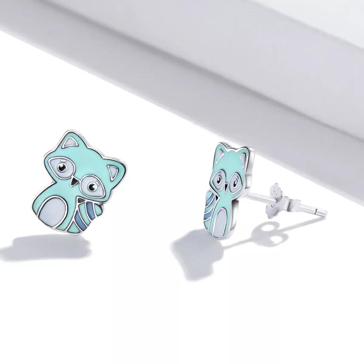 Pandora Style Baby Raccoon Stud Earrings - SCE1279