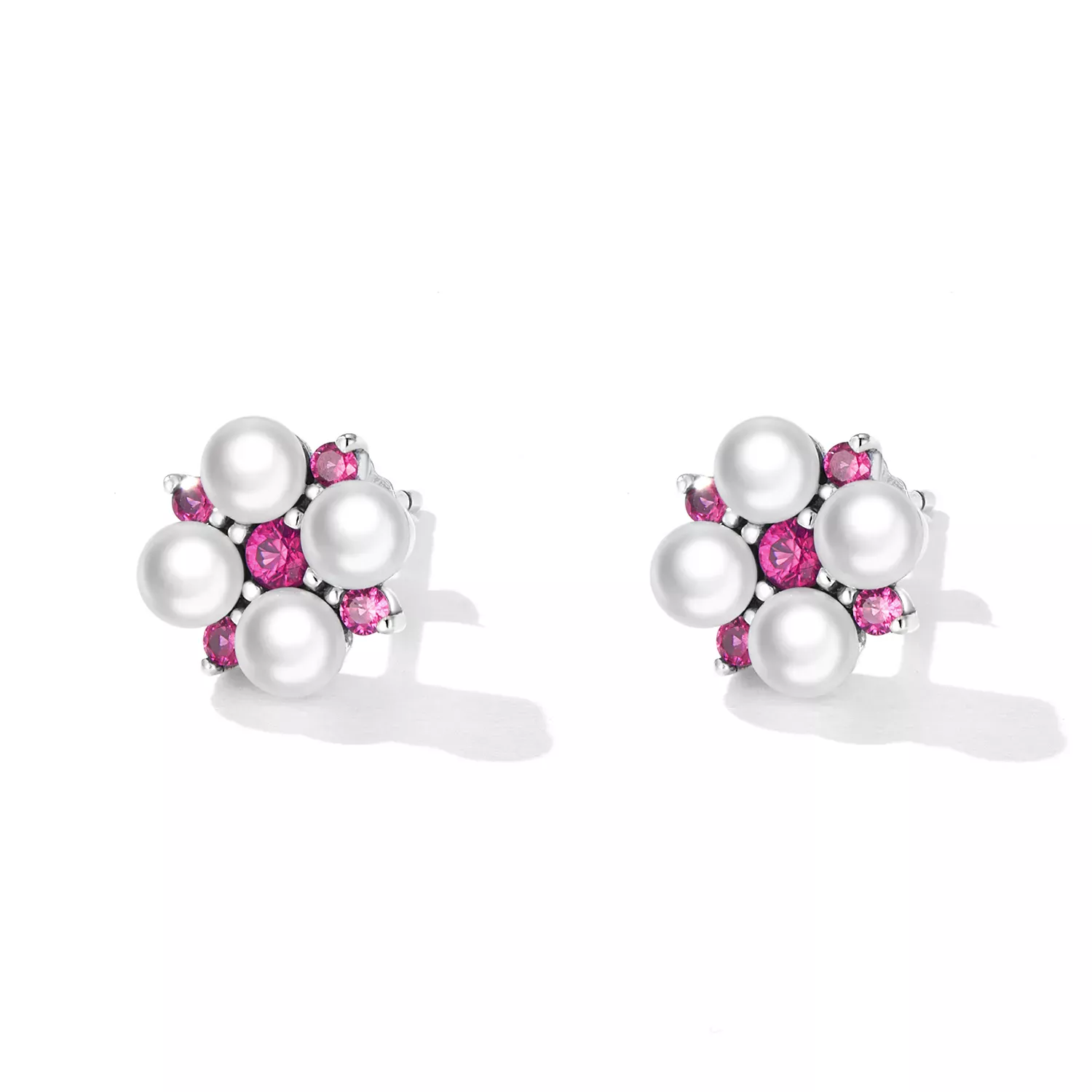 Pandora Style Bead Flower Stud Earrings - SCE1429