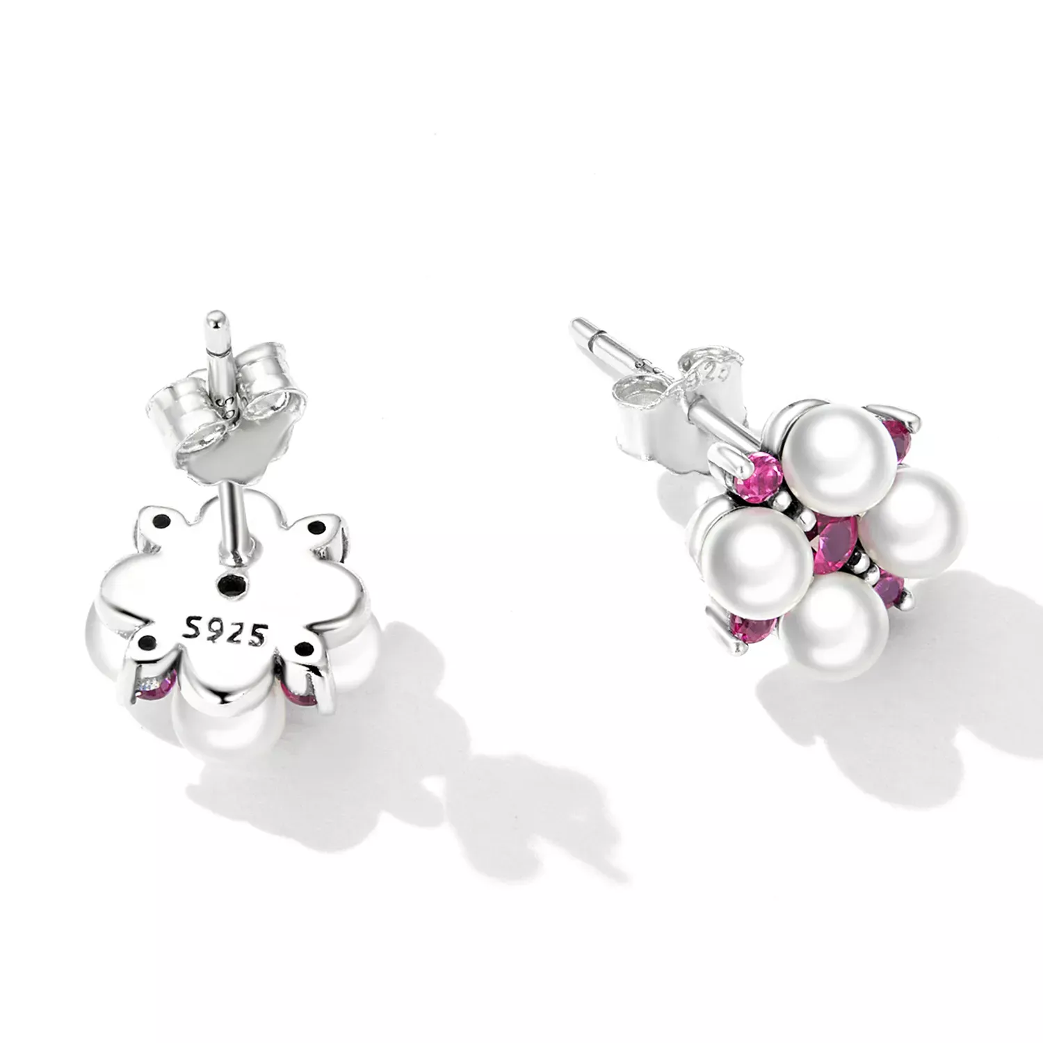 Pandora Style Bead Flower Stud Earrings - SCE1429