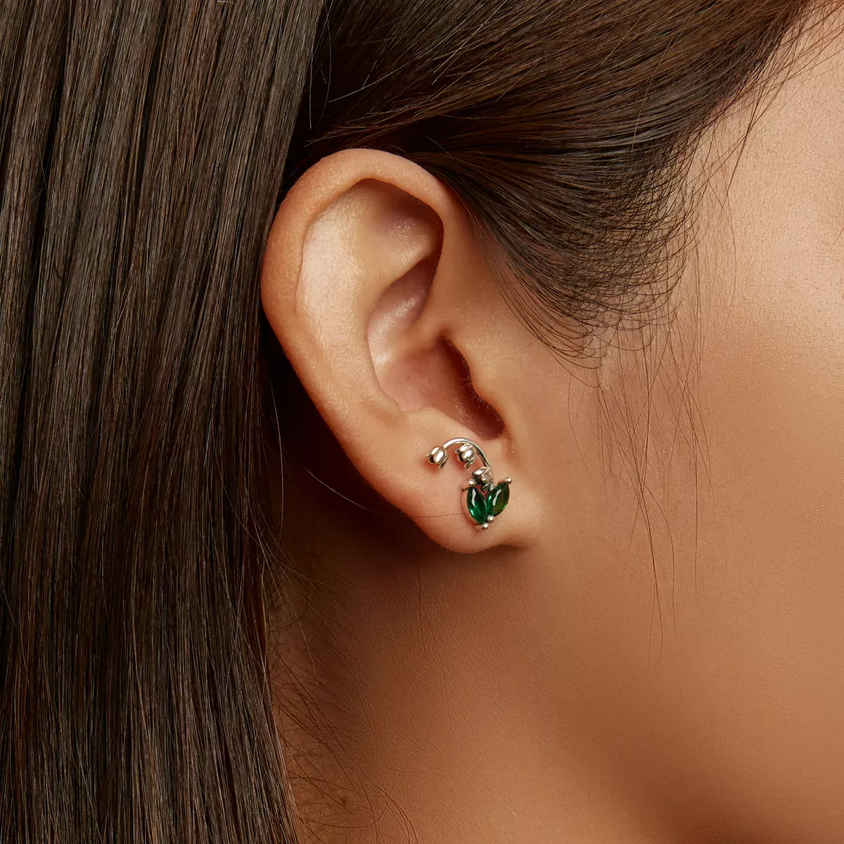 Pandora Style Bell Orchid Stud Earrings - SCE1363