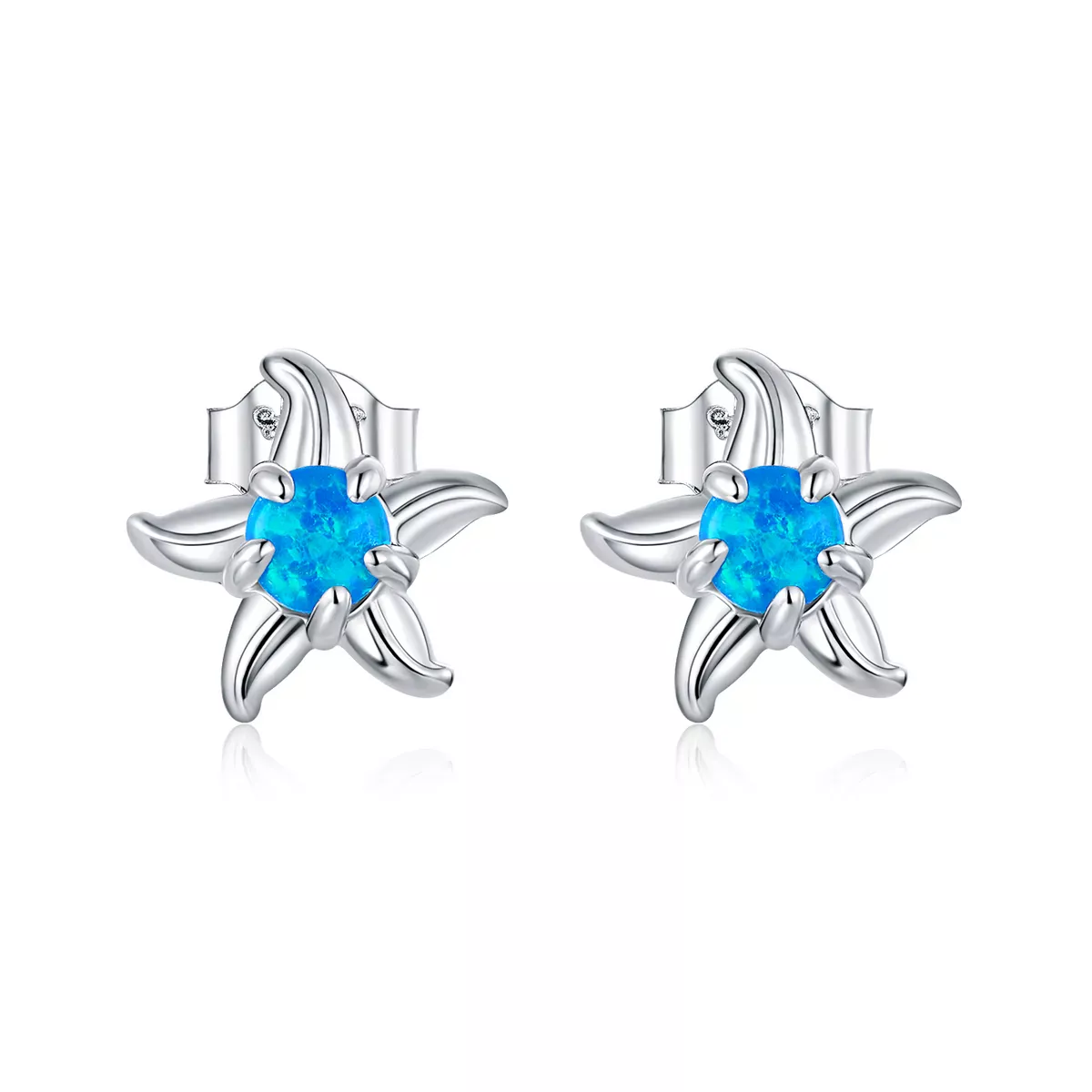 Pandora Style Blue Starfish Stud Earrings - SCE886