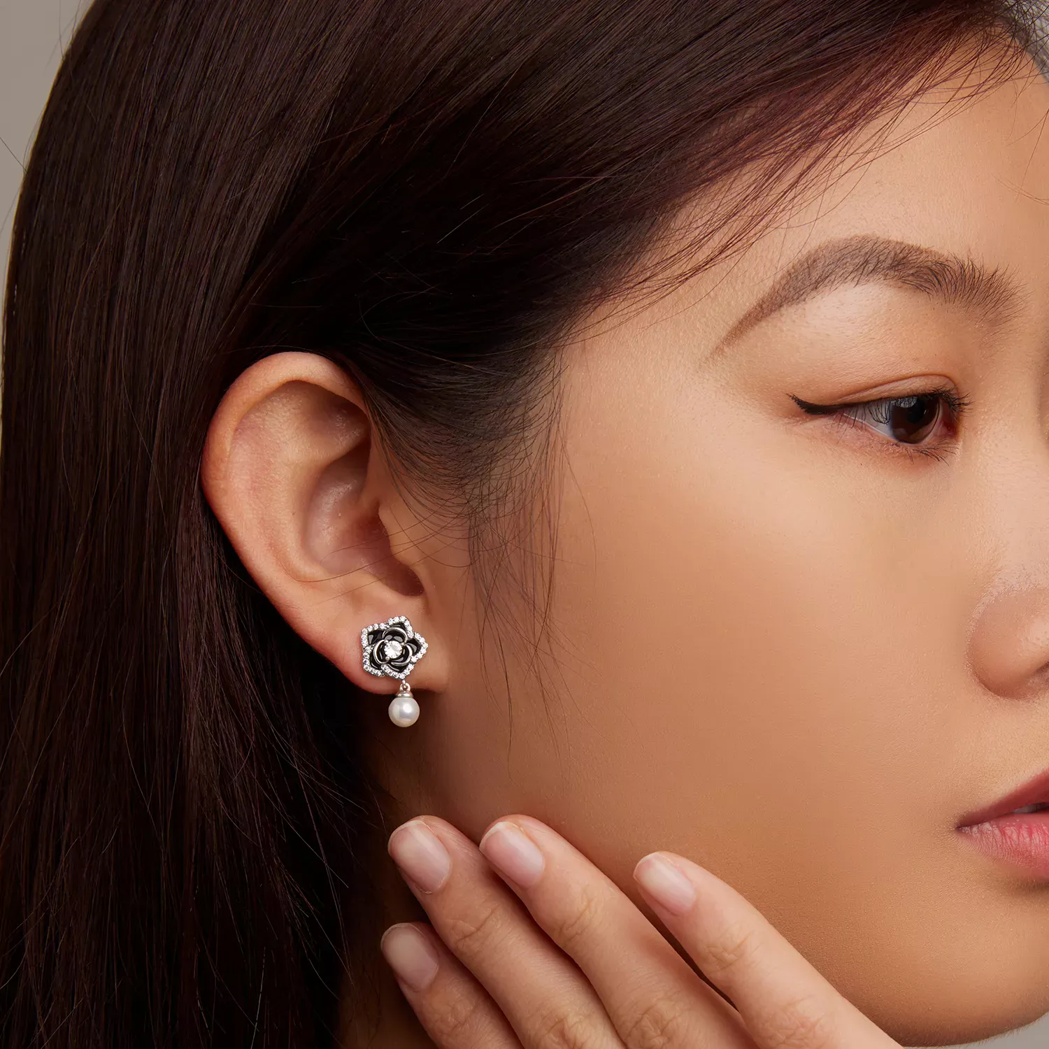 Pandora Style Camellia Stud Earrings - BSE706