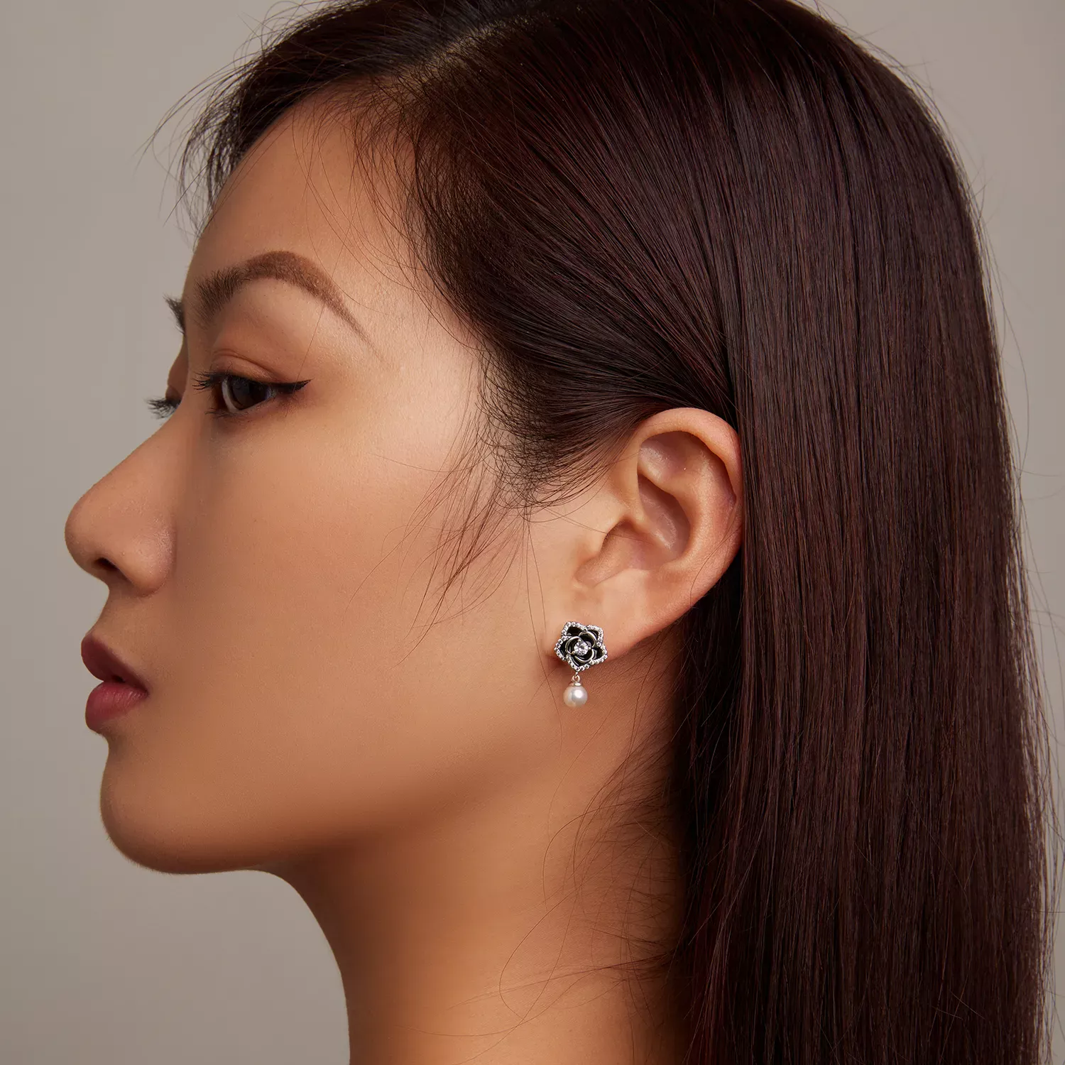 Pandora Style Camellia Stud Earrings - BSE706