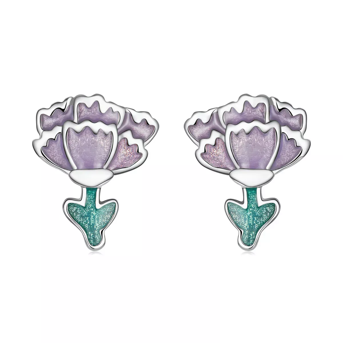 Pandora Style Carnation Stud Earrings - SCE1347