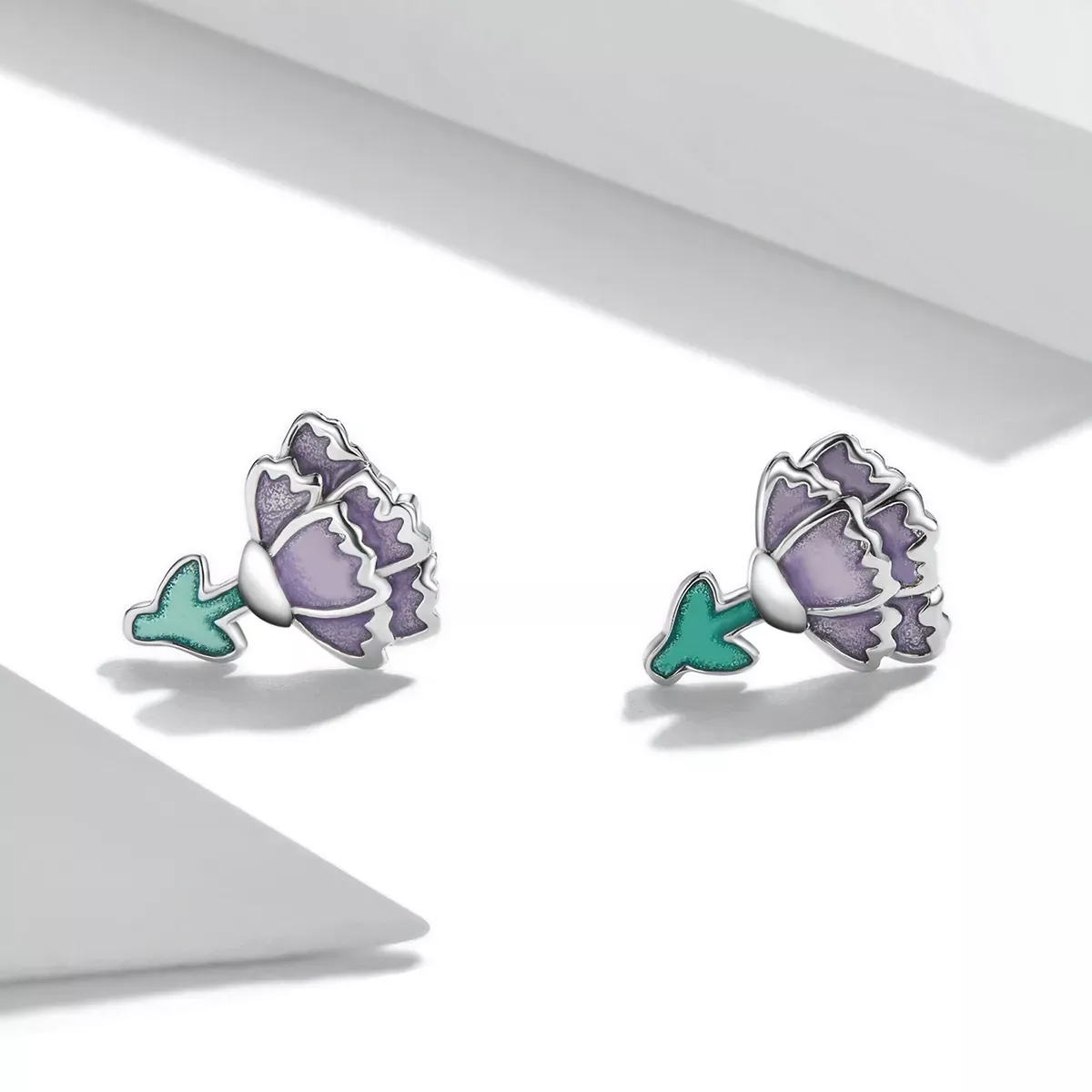 Pandora Style Carnation Stud Earrings - SCE1347