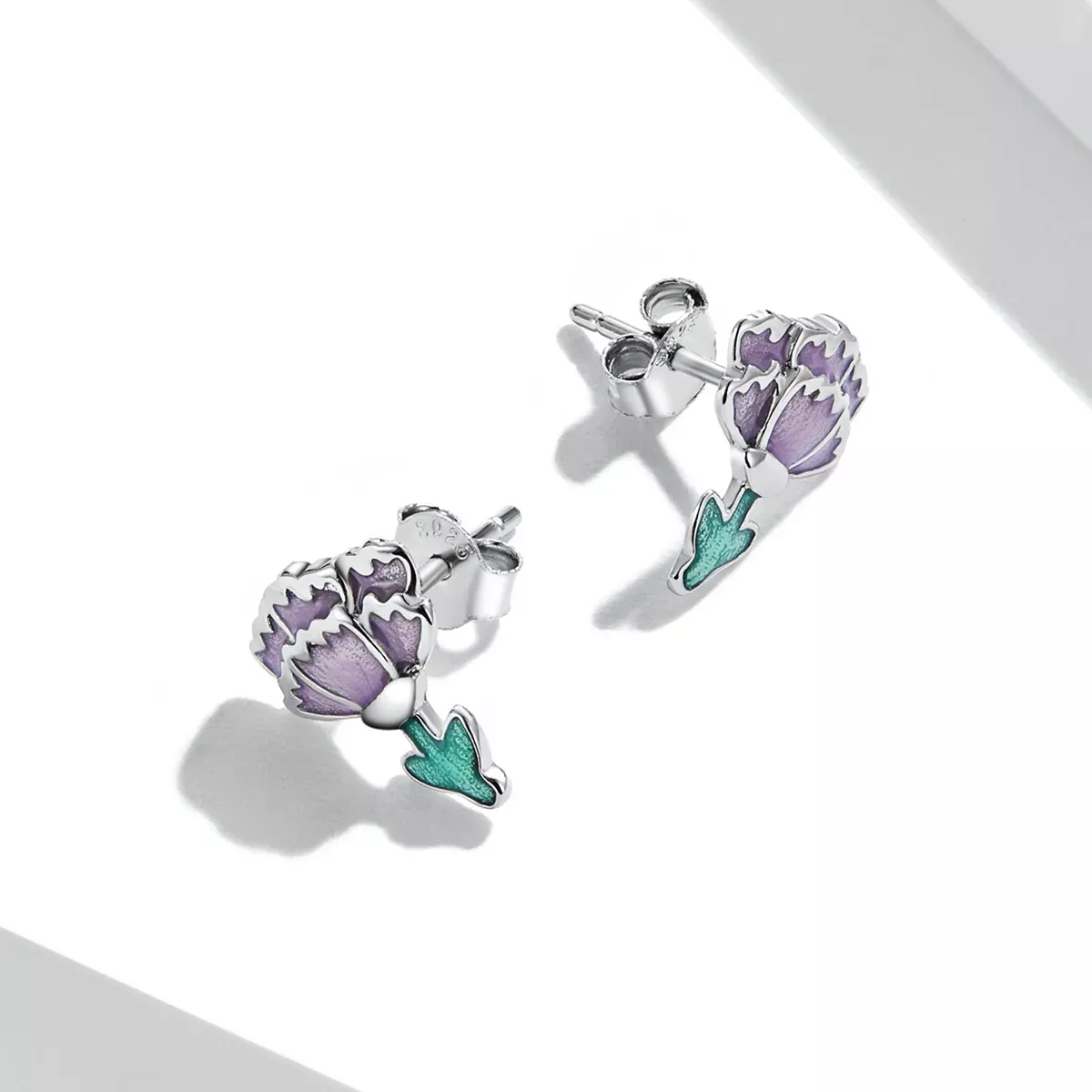 Pandora Style Carnation Stud Earrings - SCE1347