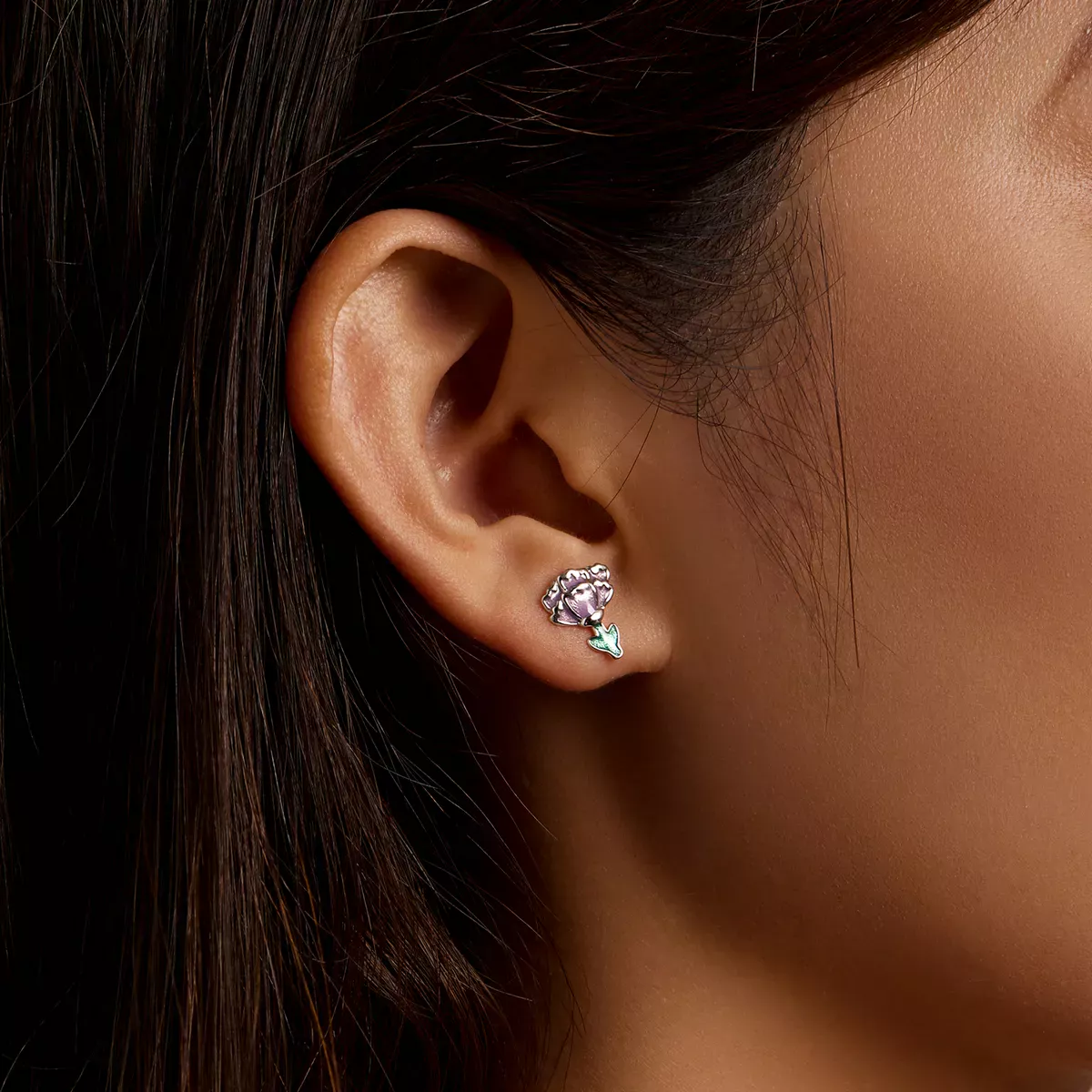 Pandora Style Carnation Stud Earrings - SCE1347