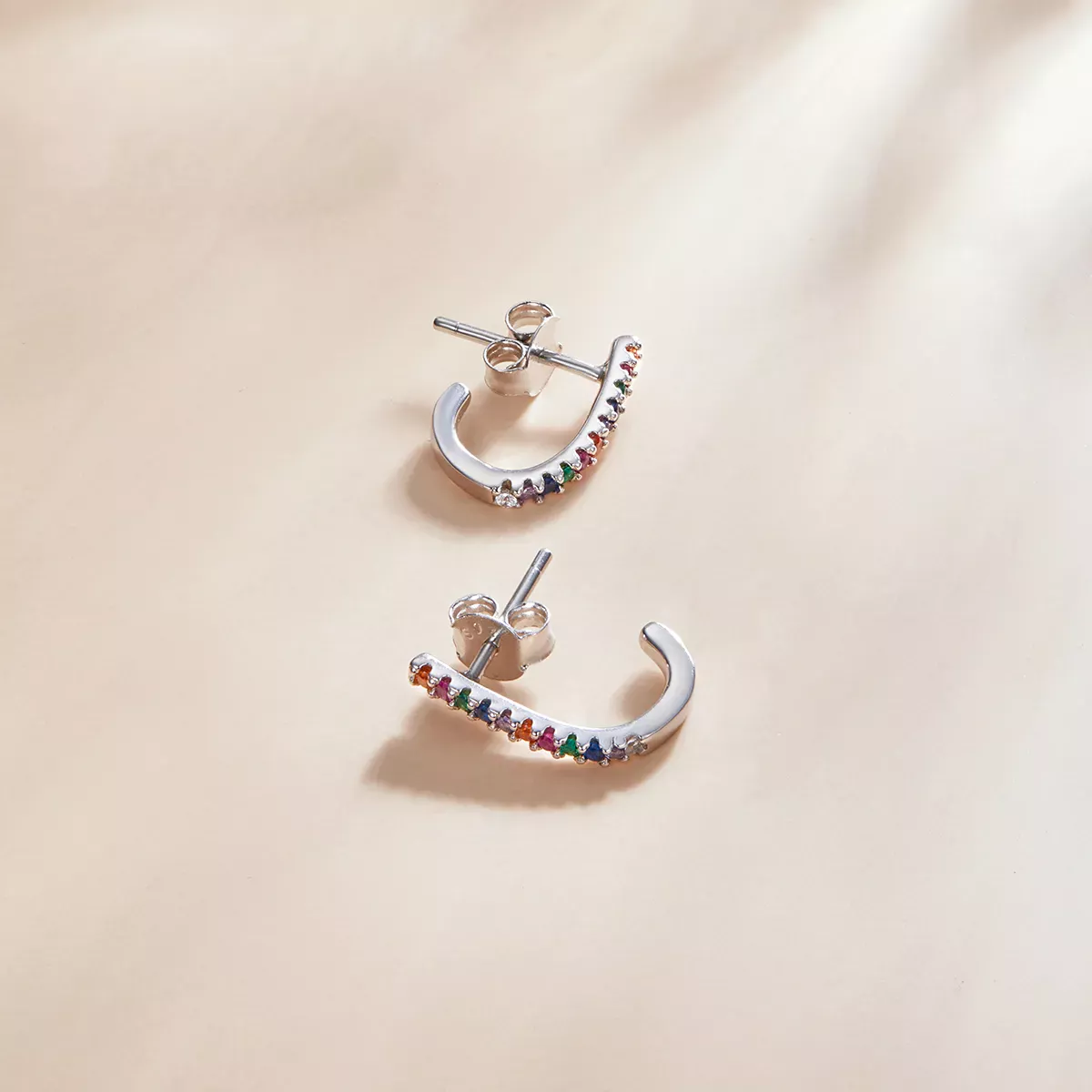 Pandora Style Christmas Cane Stud Earrings - SCE1167-A