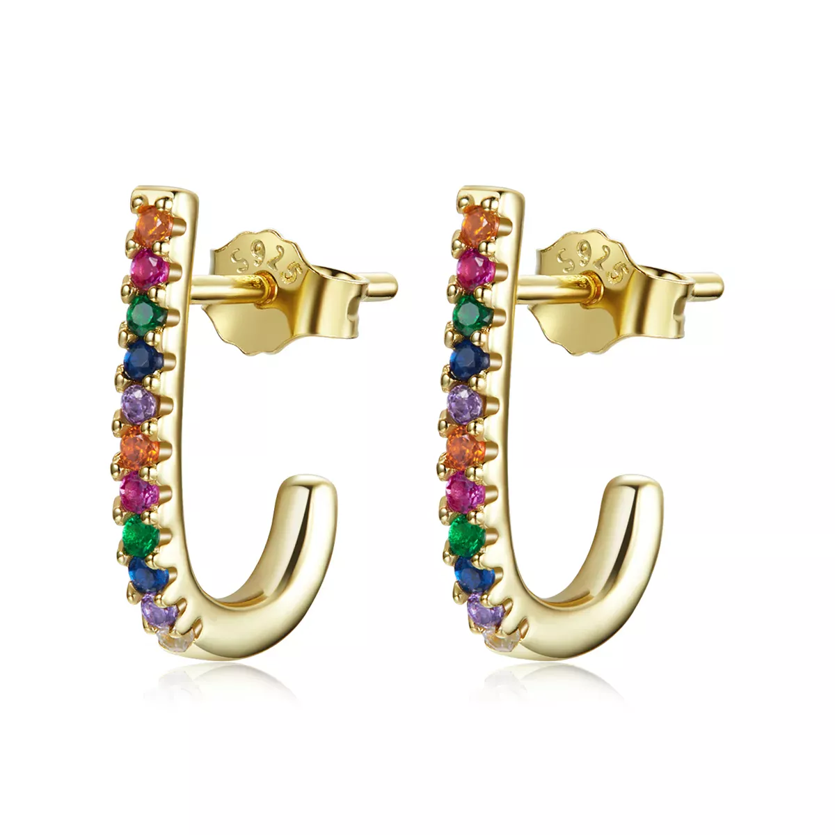 Pandora Style Christmas Cane Stud Earrings - SCE1167-B