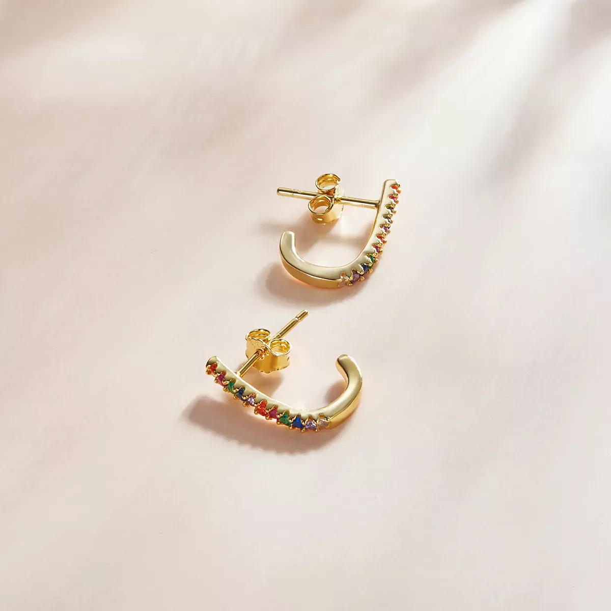 Pandora Style Christmas Cane Stud Earrings - SCE1167-B