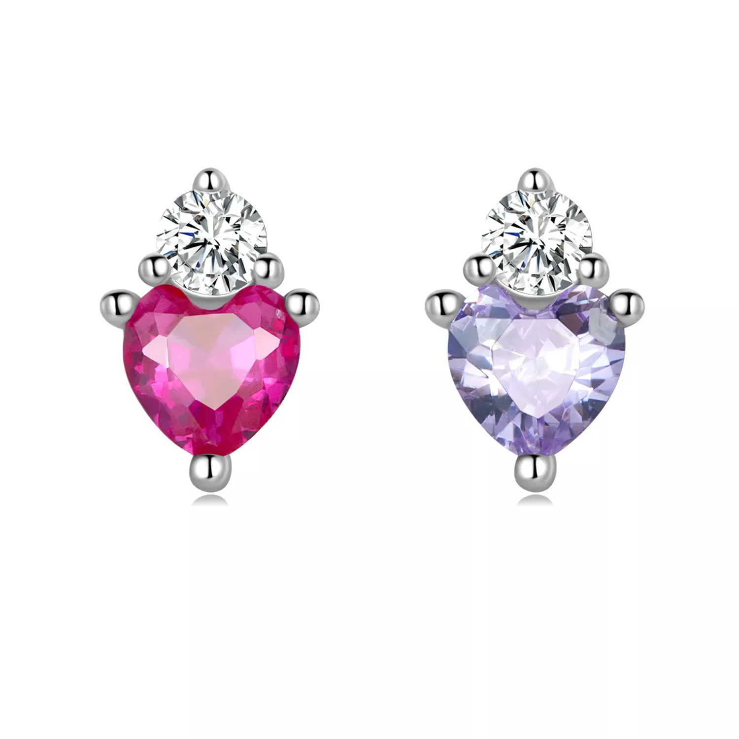 Pandora Style Color Heart Candies Stud Earrings - SCE1464