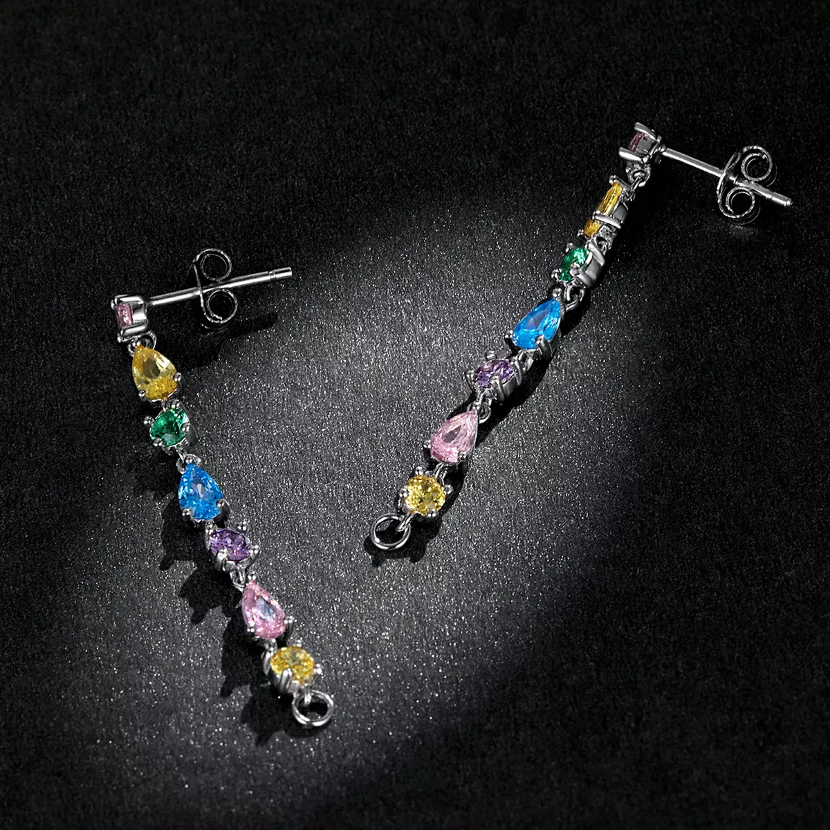 Pandora Style Color Zirconium Tassel Stud Earrings - BSE558